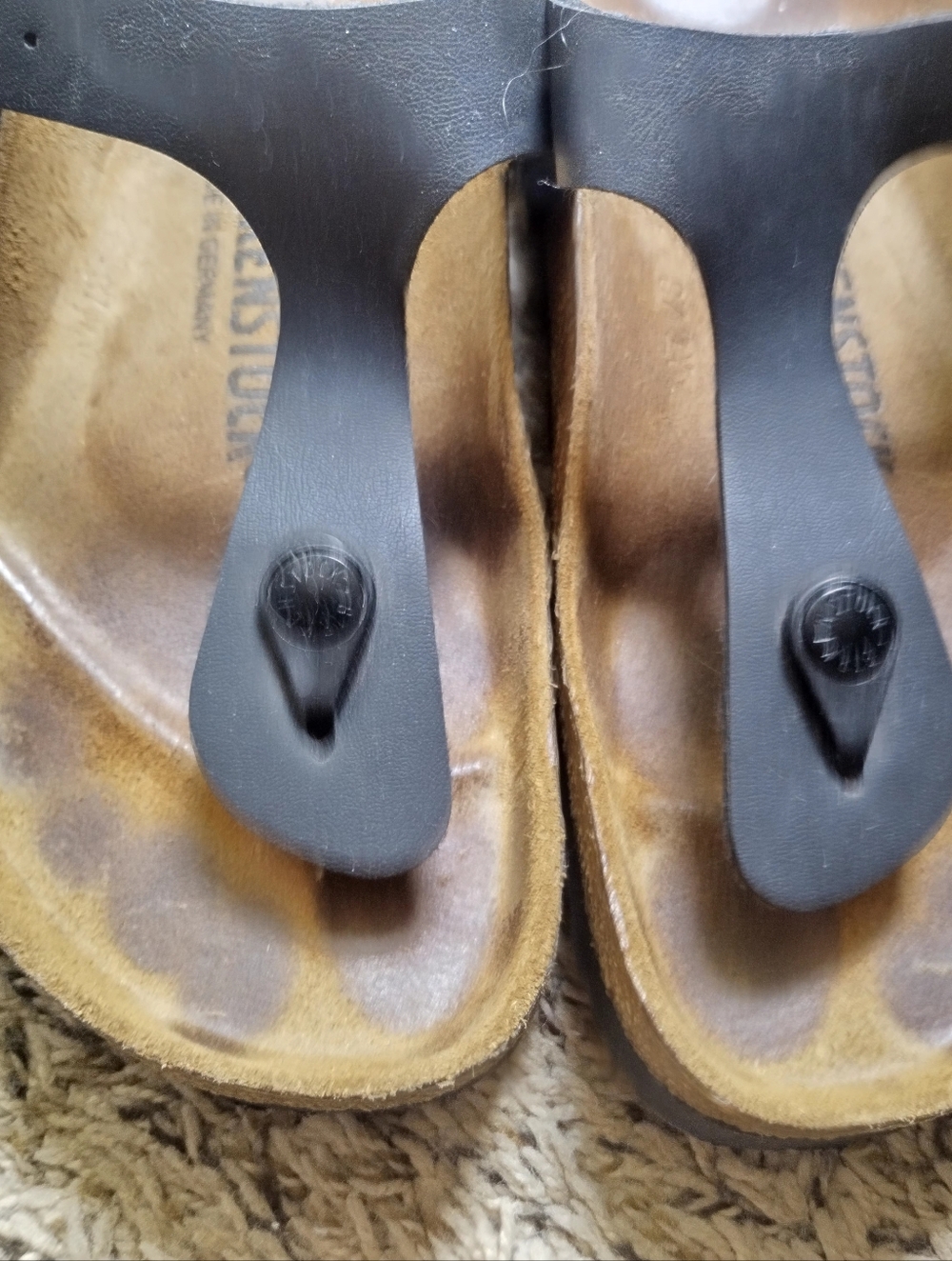 Birkenstock Gizeh Black Leather Sandals Sz 38/7,5 - Picture 2 of 6